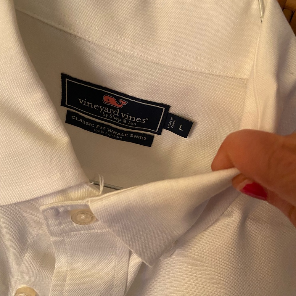 Vineyard Vines White Collared Shirt (Size: Large)